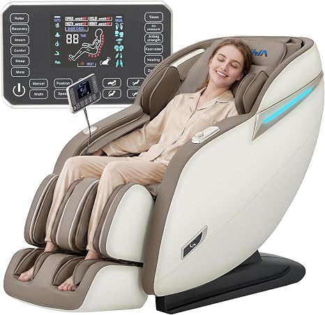 MYTHIA MD906 Full Body Massage Chair, 165°Zero Gravity, 55" SL Track, Beige